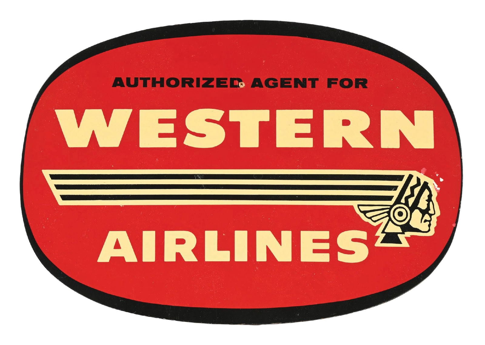WESTERN AIRLINES MASONITE SIGN W/ NATIVE AMERICAN GRAPHIC (1 of 2)