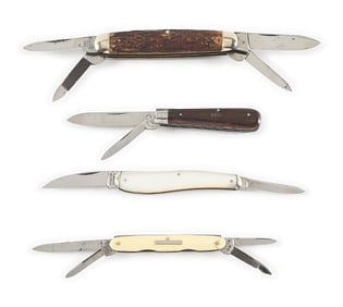 LOT OF 4: SHEFFIELD ENGLAND POCKET KNIVES INCLUDING GEORGE WOSTENHOLM, ROGERS, TWITCHELL BROS., NO.