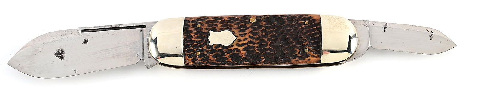 HIBBARD SPENCER BARTLETT & CO SUNFISH ELEPHANT TOENAIL WITH JIGGED BONE HANDLE. (1 of 7)