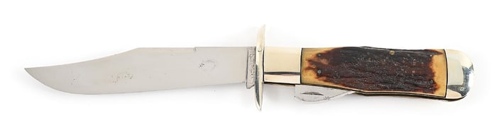 MARBLE’S GLADSTONE, MICH. USA STAG HANDLE LARGE SAFETY FOLDING HUNTER.