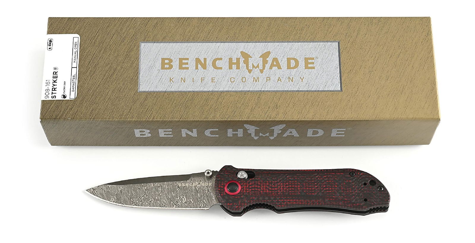 BENCHMADE GOLD CLASS STRYKER 908-161 DAMASCUS AND CARBON FIBER. (1 of 10)