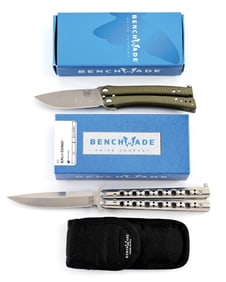 LOT OF 2: BENCHMADE KNIFE CO. BALI-SONG BUTTERFLY KNIVES IN ORIGINAL BOXES.
