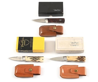 LOT OF 3: C. 1980S BENCHMARK ROLOX DIAMONDBACK KNIVES IN ORIGINAL BOXES.