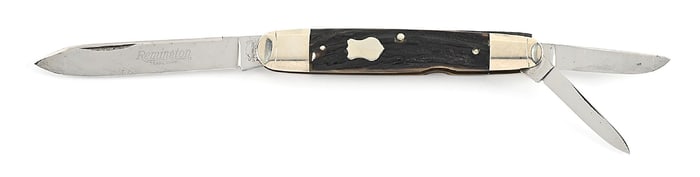 C. 1920S REMINGTON UMC LARGE ANGLO SAXON SPLIT BACK SPRING WHITTLER R7766 WITH STAG HANDLES.