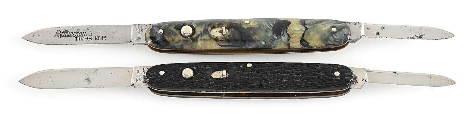 NEED REMINGTON PATTERN NUMBER R8555 ? LOT OF 2: REMINGTON AND SCHRADE CUT CO. TWO BLADED PEACH SEED (1 of 10)