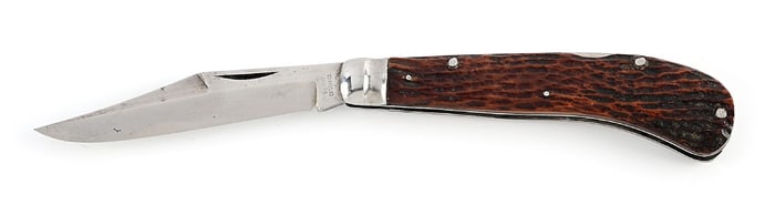 WILBERT CUTLERY CO. JIGGED BONE HANDLE SADDLE HORN LOCK BACK.