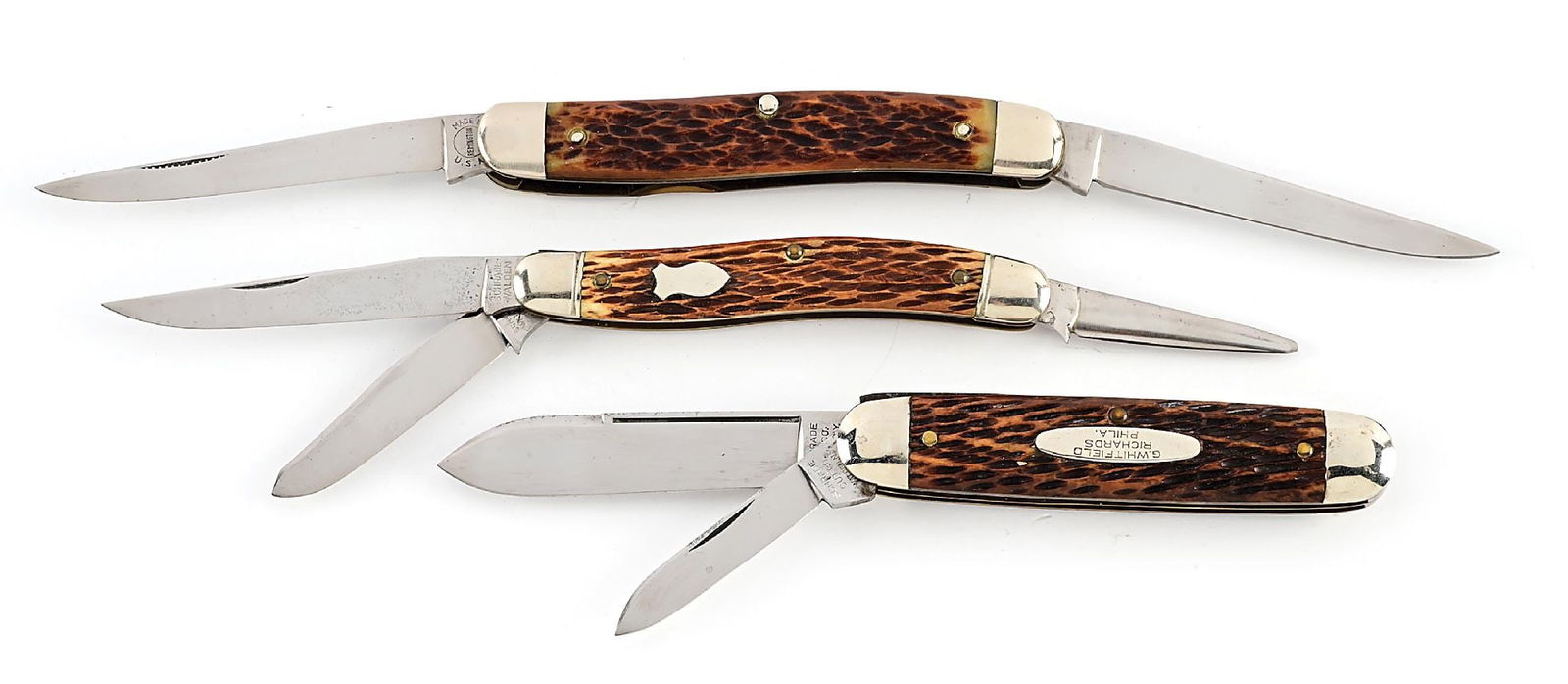 LOT OF 3: REMINGTON UMC R4593 MUSKRAT, SCHRADE WALDEN NY USA STOCKMAN WITH PUNCH, AND SCHRADE CUT (1 of 9)