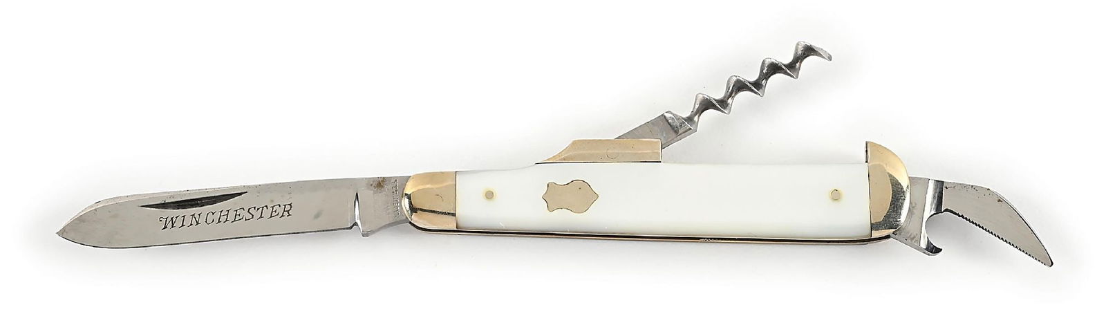 C. PRE-1920S WINCHESTER TRADEMARK MADE IN USA MOTHER OF PEARL HANDLE BARTENDER KNIFE PATTERN 3360. (1 of 8)