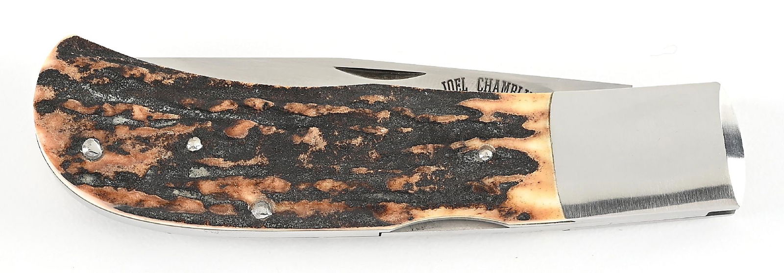 CUSTOM MADE JOEL CHAMBLIN STAG HANDLE LOCK BACK FOLDER. - 4