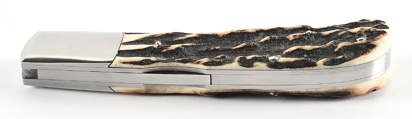 CUSTOM MADE JOEL CHAMBLIN STAG HANDLE LOCK BACK FOLDER. - 6