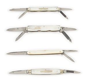 LOT OF 4: MOTHER OF PEARL HANDLE POCKET KNIVES INCLUDING NAPANOCH, EMPIRE, NEW YORK WALDEN.