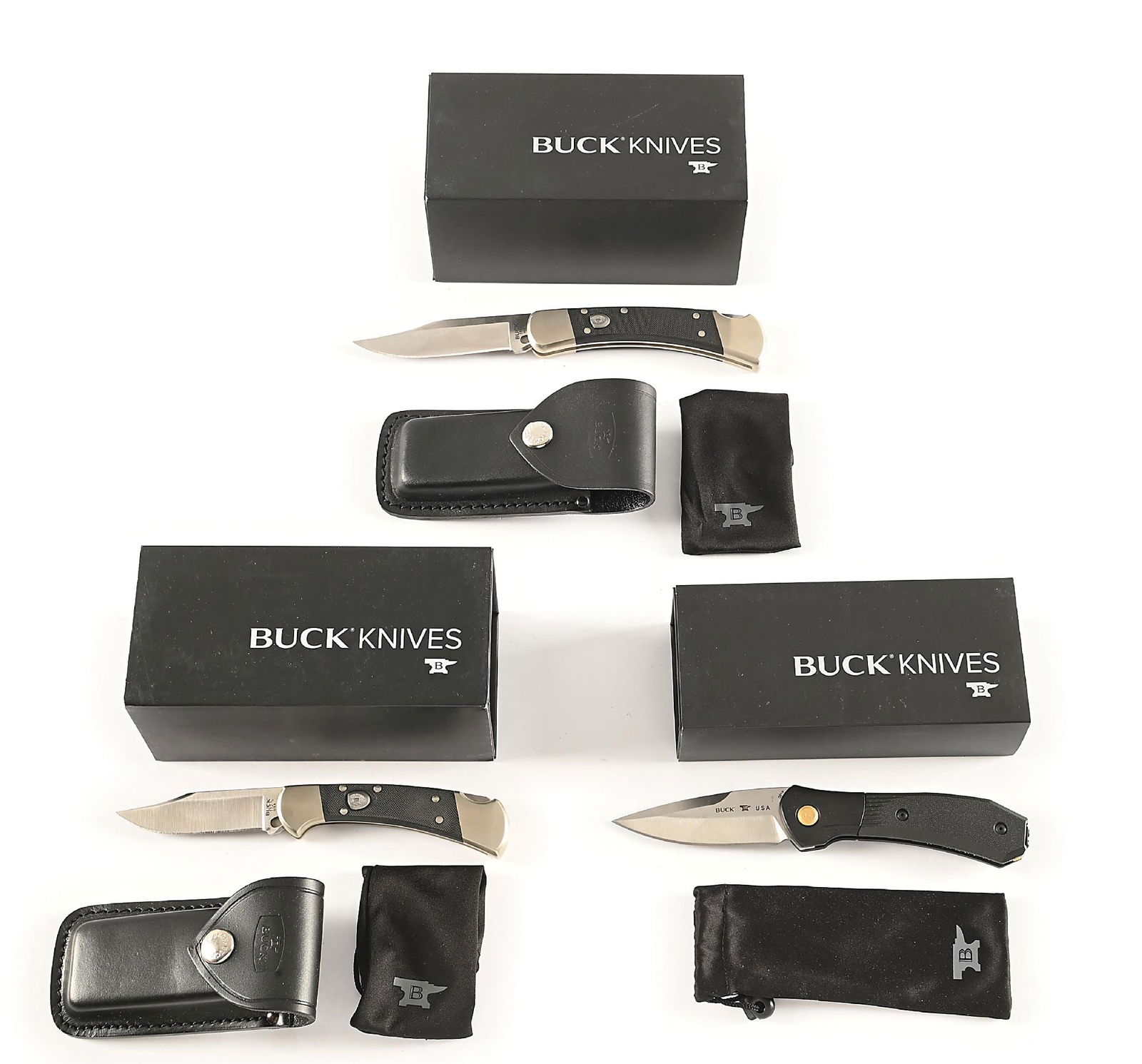 LOT OF 3: BUCK ELITE AUTOMATIC LOCK BACK KNIVES. (1 of 14)