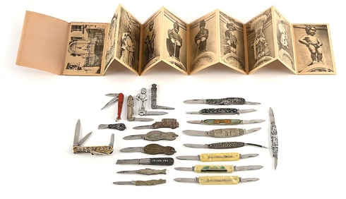 LOT OF 21: NOVELTY, MINIATURE, AND FIGURAL KNIVES.