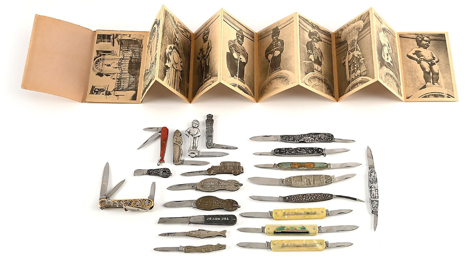 LOT OF 21: NOVELTY, MINIATURE, AND FIGURAL KNIVES. (1 of 6)