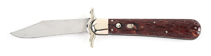 GEO. SCHRADE KNIFE CO. INC. PRESTO “BRAIN” PLASTIC/CELLULOID HANDLE LAZY “W”