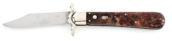 GEO. SCHRADE KNIFE CO. INC. PRESTO “BRAIN” PLASTIC/CELLULOID HANDLE LAZY “W”