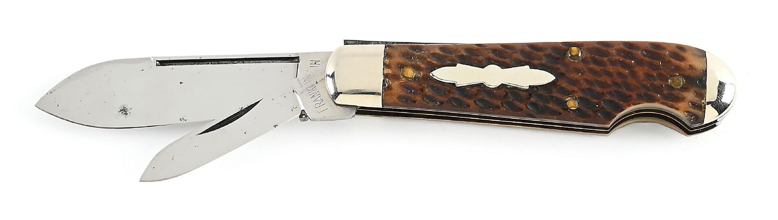 FRANKLIN (SCHRADE CUT CO.) TWO BLADE EZ OPEN JACK WITH PICK BONE HANDLES. (1 of 6)