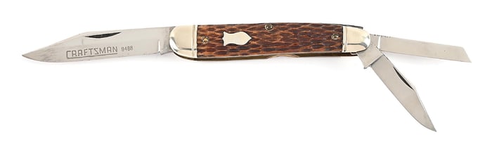 SCHRADE WALDEN, NY USA 804 CRAFTSMAN WHITTLER THREE BLADE WITH ETCHED “CRAFTSMAN 9488”.