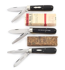 LOT OF 3: SCHRADE CUT CO., SCHRADE WALDEN ERIE METER SYSTEMS, AND LF&C USA. ELECTRICIAN KNIVES.