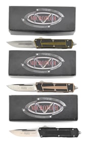 LOT OF 3: MICROTECH SCARAB OTF AUTOMATIC KNIVES.