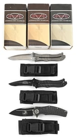 LOT OF 3: 2 MICROTECH METALMARK BUTTERFLY KNIVES AND 1 MATRIX.