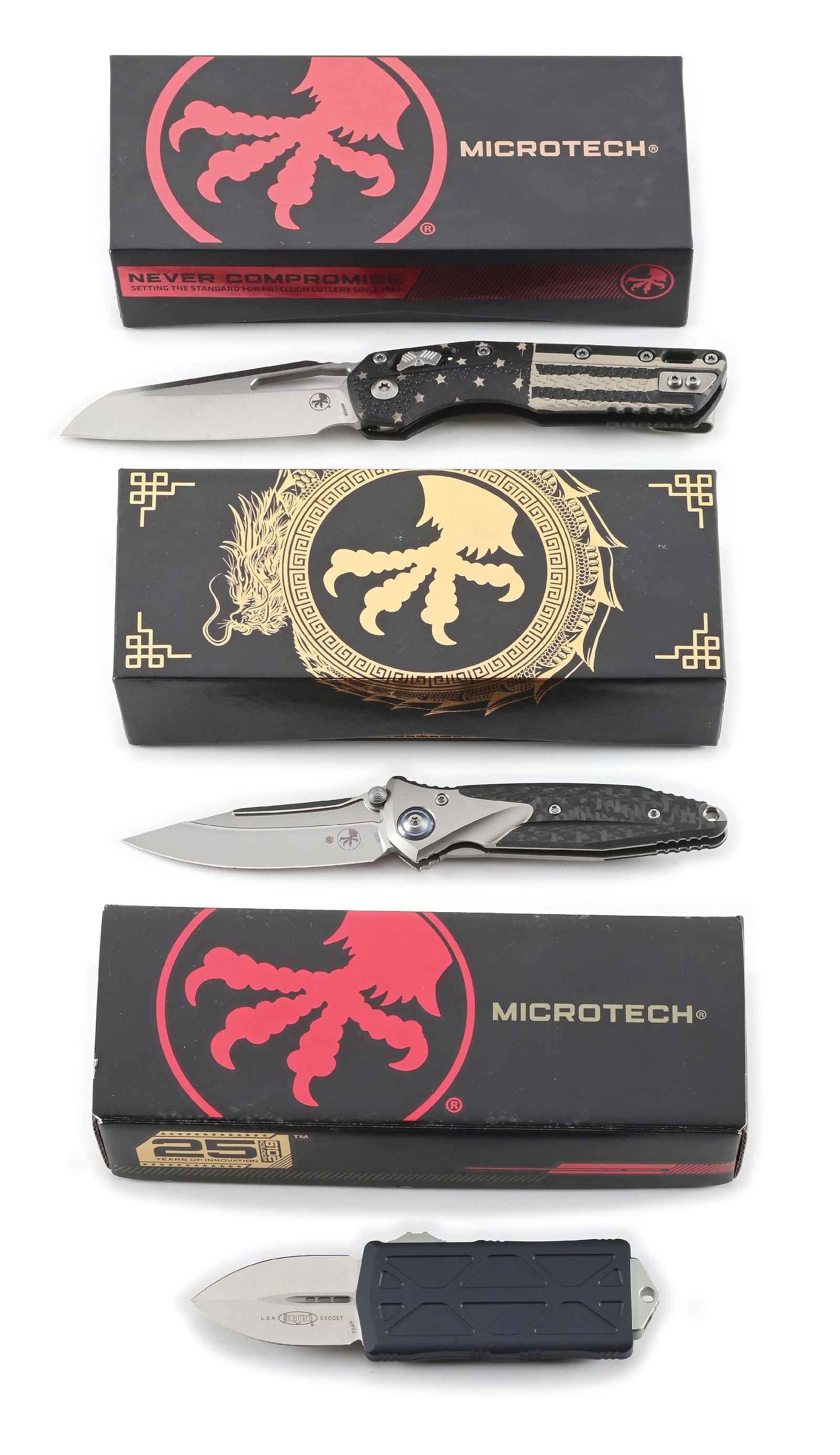 LOT OF 3: BOXED MICROTECH MSI, SOCOM BRAVO MINI, AND EXOCET. (1 of 11)