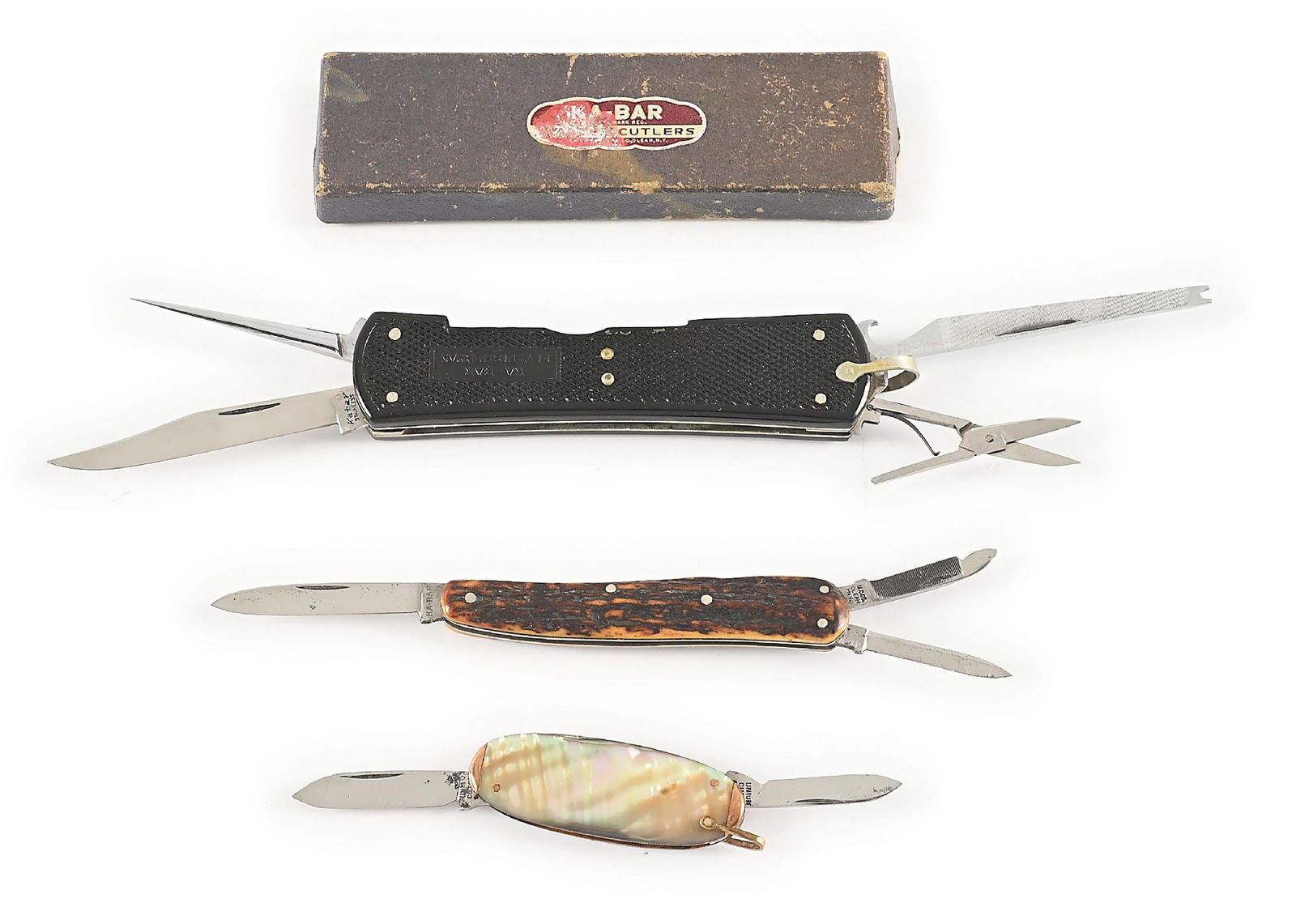 LOT OF 3: KA-BAR AND UNION CUT CO. POCKET KNIVES. (1 of 12)