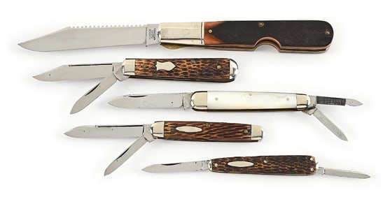 LOT OF 5: SCHRADE POCKET KNIVES.