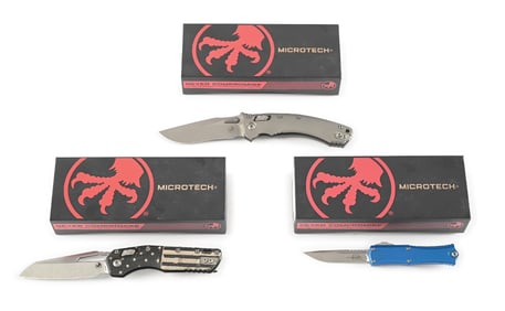 LOT OF 3: BOXED MICROTECH AMPHIBIAN, MSI, AND HERA II MINI.