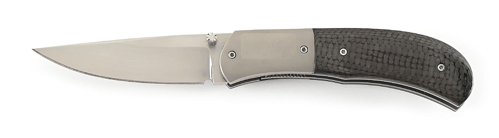 CUSTOM MADE JOHN W. SMITH CARBON FIBER AND TITANIUM LINER LOCK FOLDER. (1 of 6)