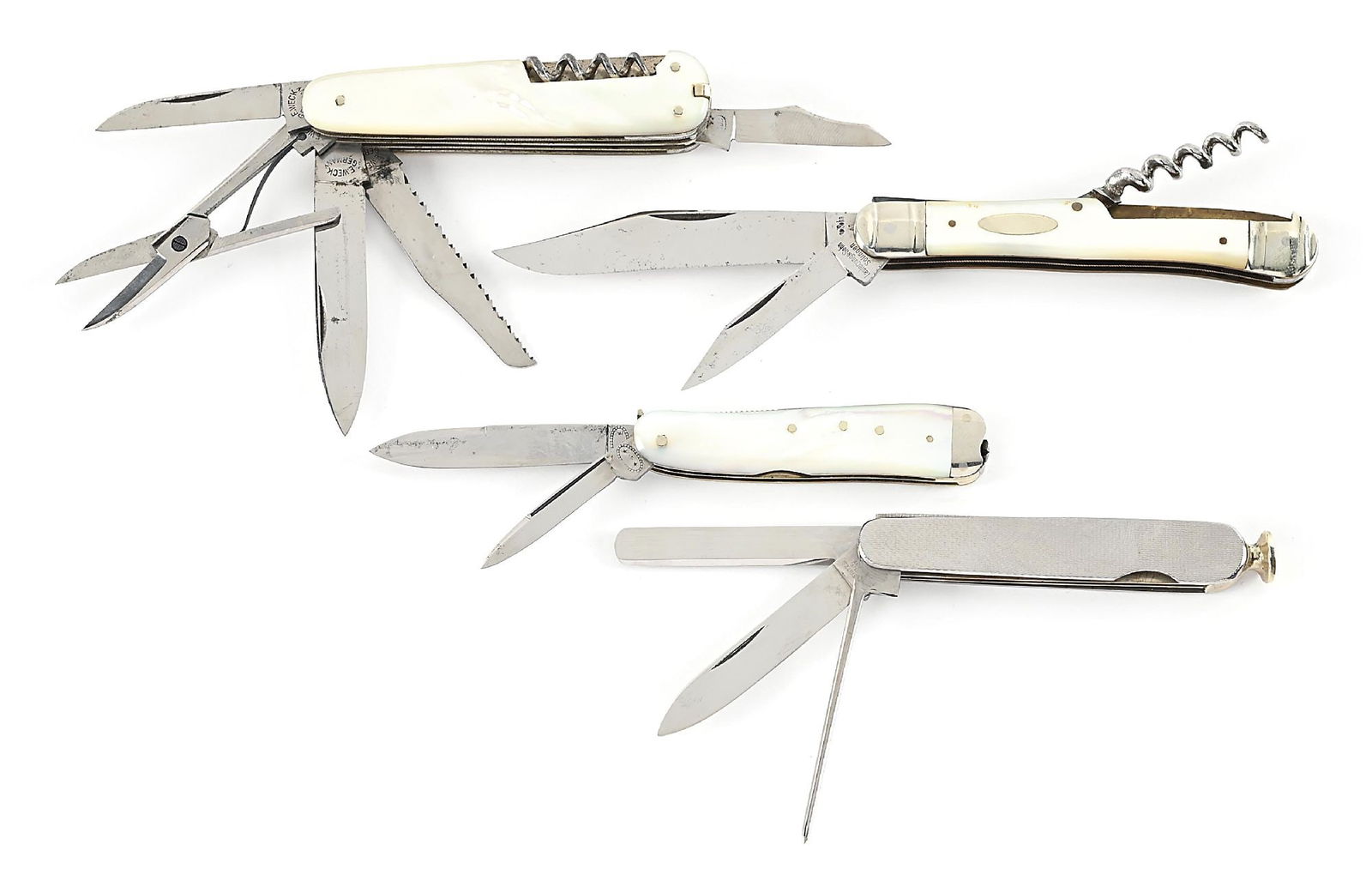LOT OF 4: E. WECK GERMANY, LAUTERJUNG & SOHN, OSGOOD BRAY & CO., AND HOFFRITZ POCKET KNIVES. (1 of 12)