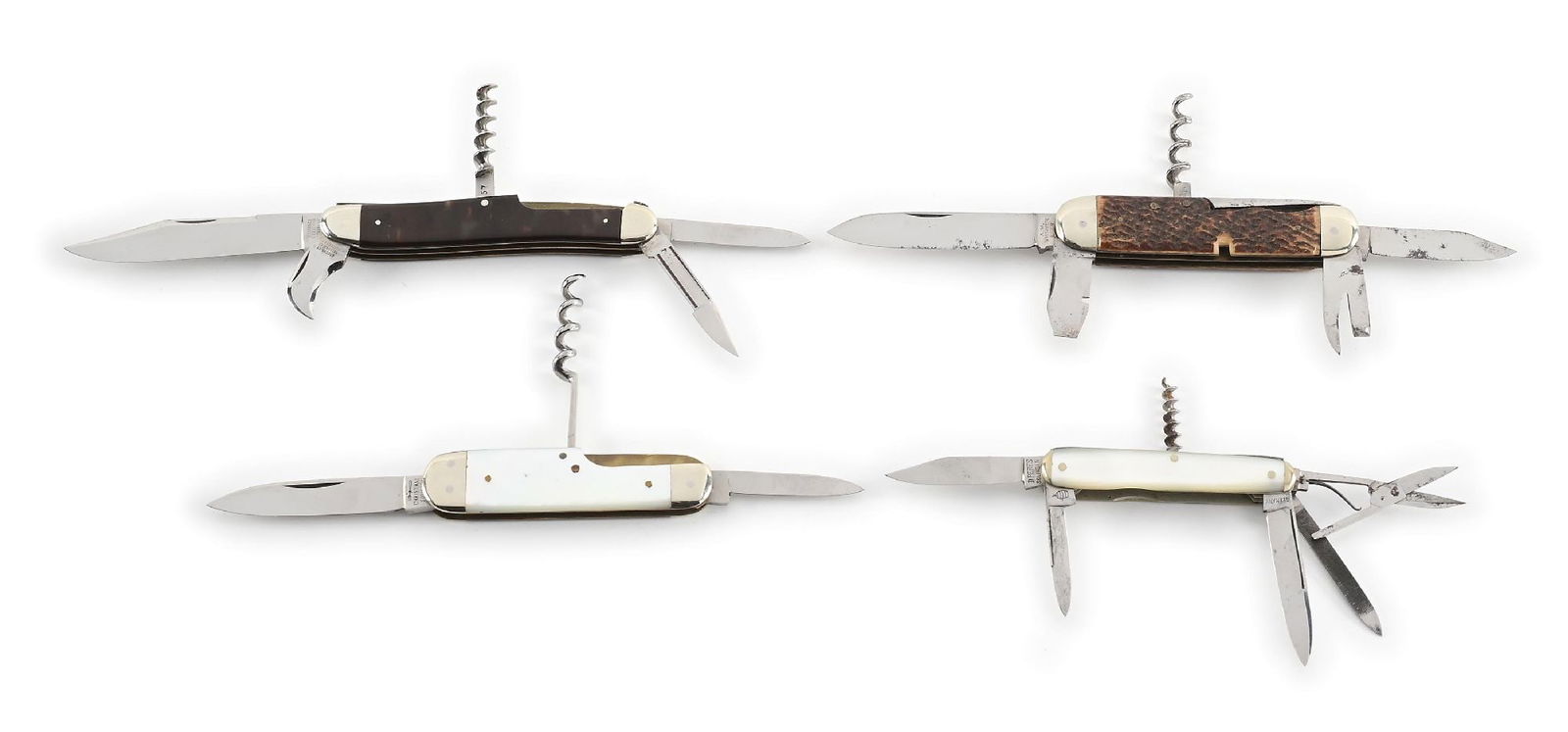 LOT OF 4: BROCH & CO CELEBRATED, AW WADSWORTH, CHRISTIAN, AND D. PERES MULTI-BLADE POCKET KNIVES. (1 of 17)