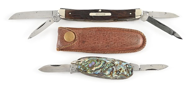 LOT OF 2: KA-BAR UNION CUT CO. FOUR BLADE CONGRESS AND MINI-SUNFISH TOENAIL OR BUTTREBEAN.