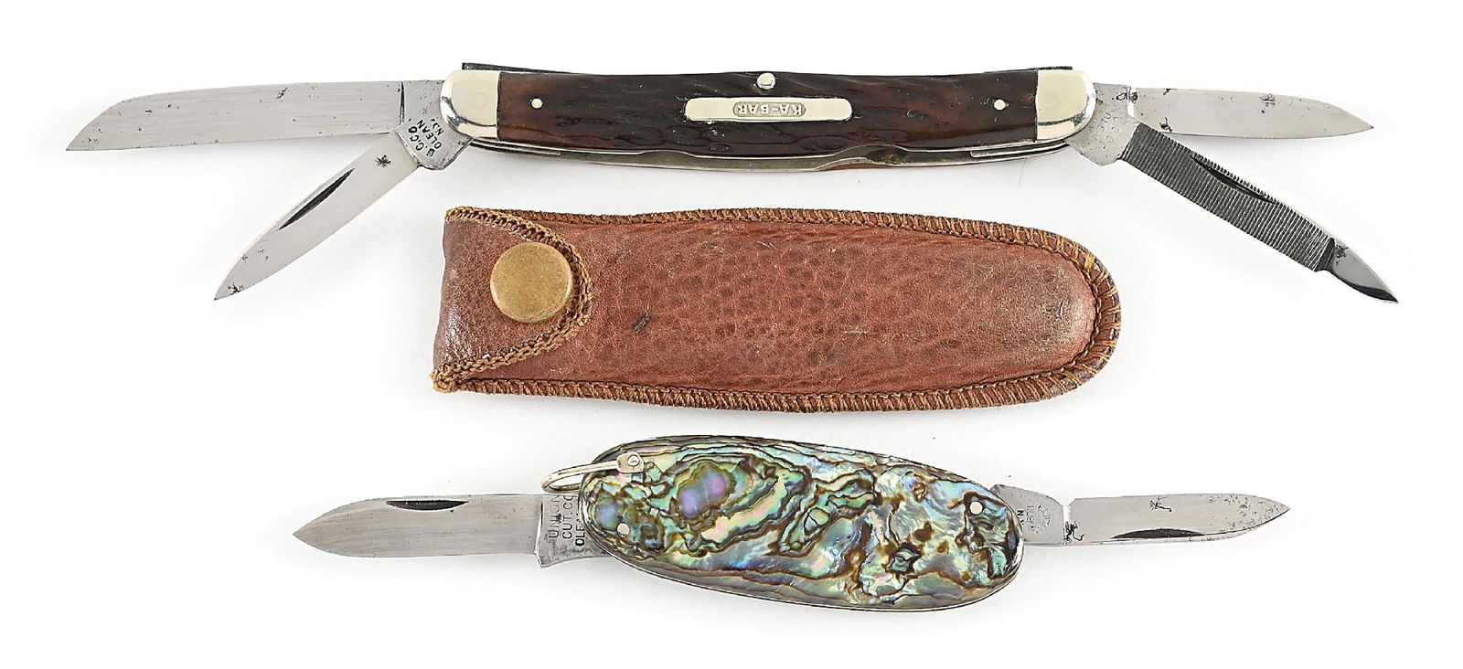 LOT OF 2: KA-BAR UNION CUT CO. FOUR BLADE CONGRESS AND MINI-SUNFISH TOENAIL OR BUTTREBEAN. (1 of 12)