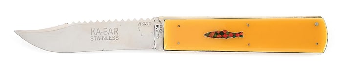 KA-BAR UNION CUTLERY CO. OLEAN, NY VIKING TRI-FOLD RAINBOW TROUT FISHING KNIFE.