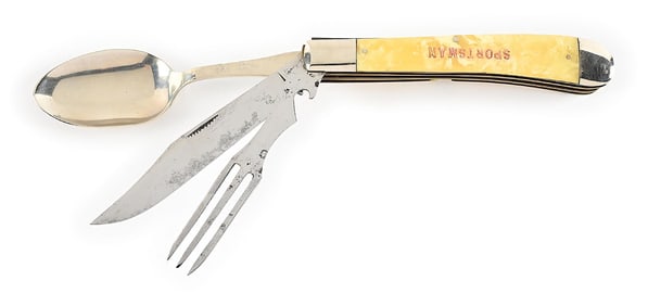 KA-BAR IMITATION ONYX HANDLE LARGE HOBO THREE BLADE SPORTSMAN SLIDE-APART KNIFE.