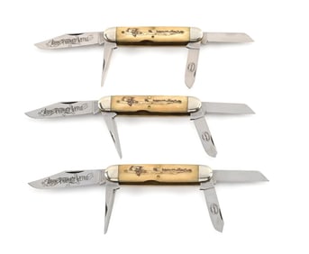 LOT OF 3: GREAT EASTERN CUTLERY TIDIOUTE CUTLERY CO. JOHN THOMS LYTLE 4 BLADE 531410 CATTLEMAN