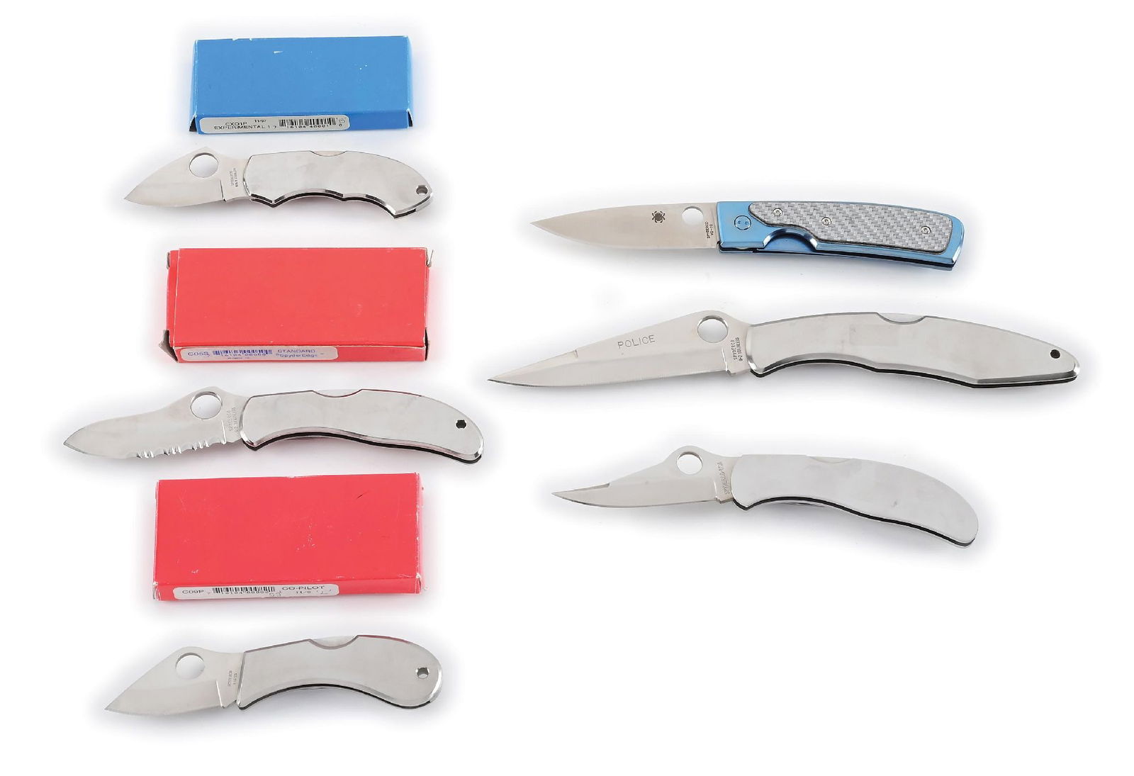 LOT OF 6: SPYDERCO FOLDING LOCK BACK KNIVES. (1 of 11)