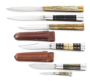 LOT OF 6: WWII ERA PHILIPPINE HANDMADE BUTTERFLY BATANGAS BALISONG KNIVES.