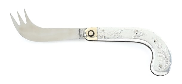 PRESS BUTTON KNIFE CO. ONE ARM MAN'S AUTO KNIFE.