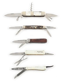 LOT OF 5: GERMAN MADE POCKET KNIVES INCLUDING NATENBERG STRAUSS, BROOKS, AND A. GRAEF.