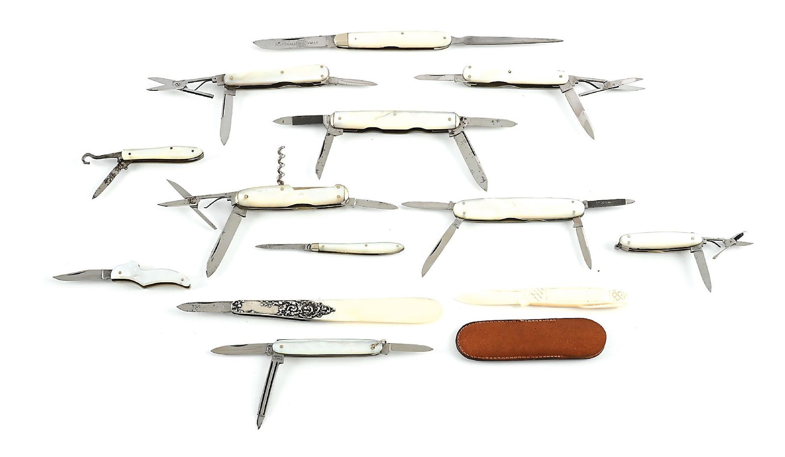 LOT OF 13: MOTHER OF PEARL POCKET KNIVES. (1 of 11)