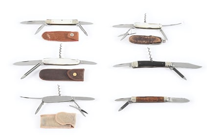 LOT OF 6: GERMAN POCKET KNIVES INCLUDING HEN & ROOSTER, BRUCKMANN, WH MORLEY ETC.