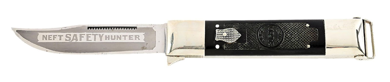 RARE NEFT SAFETY HUNTING KNIFE WITH NO. 1 BLADE AND FULL BLADE ETCH. (1 of 10)