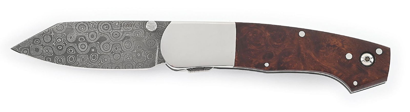 RARE CUSTOM SCOTT SAWBY DAMASCUS BLADE DESERT IRONWOOD HANDLE COMBAT UTILITY SAWBY LOCK. (1 of 7)