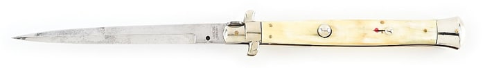 C.1950S CORICAMA MADE IN ITALY BAYONET BLADE ITALIAN STILETTO PICK LOCK SWITCHBLADE WITH BLONDE