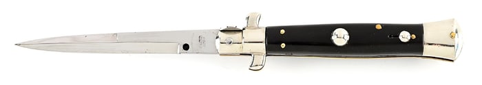 C.1950S LATAMA ITALY BAYONET BLADE ITALIAN STILETTO PICK LOCK SWITCHBLADE WITH BRAZILIAN COW HORN