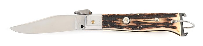 C. 1950S-60S MASERIN & DE NARDO INOX MANIAGO STAG HANDLE SHOT SHELL PULLER FULCRUM LOCK