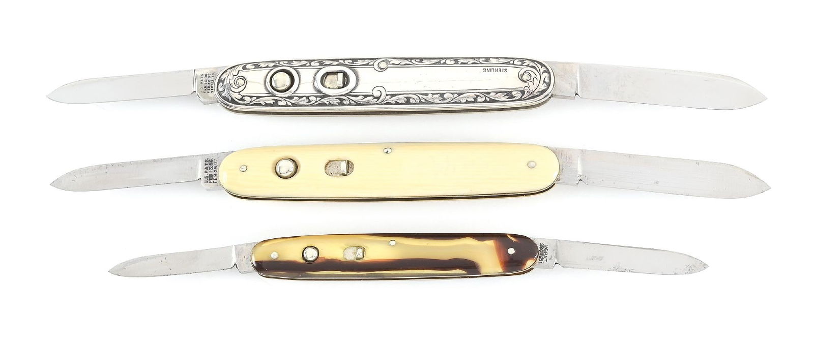 LOT OF 3: SCHRADE CUT CO. AND SCHRADE WALDEN NY DOUBLE BLADE SWITCHBLADES. (1 of 8)