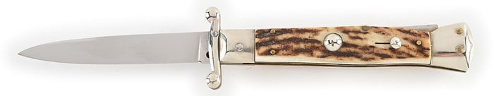 C. 1960S INOX PATENT SWING GUARD LOCK BACK SWITCHBLADE WITH STAG HANDLES.